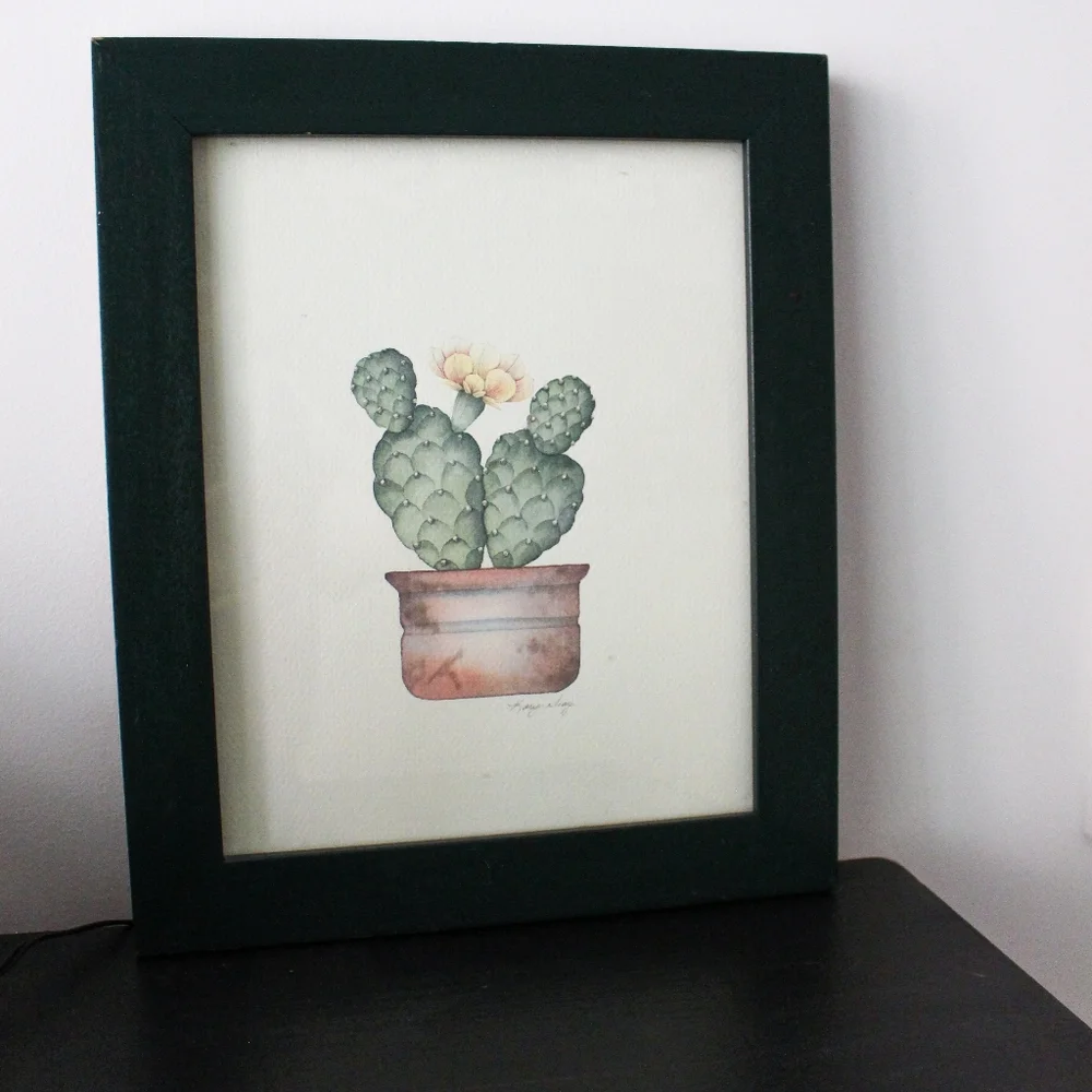 Vintage Flowering Cactus Framed Print by Karyn Frances Gray / Southwestern - Picture 3 of 8